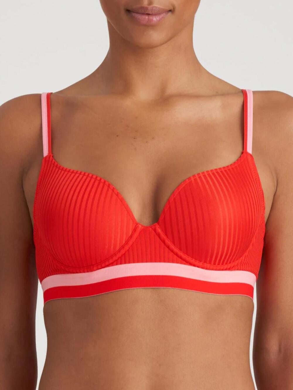 Marie Jo L'Aventure Red/Pink Ribbed Molded Underwire Bra - 32 E
